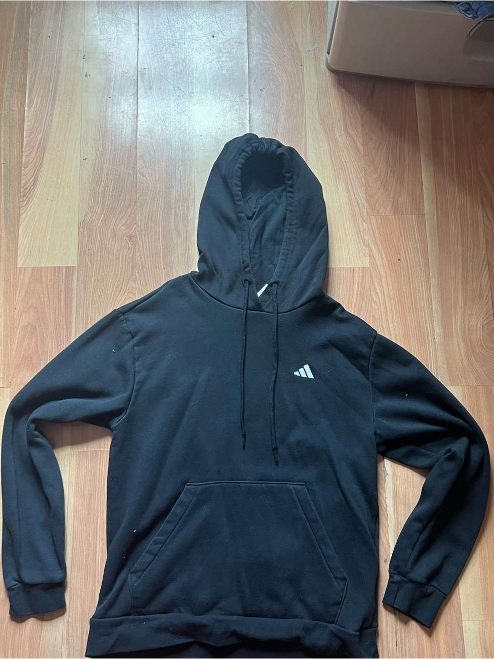 adidas Black Hooded Sweatshirt with Small White Logo - Men